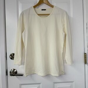 J Mclaughlin Signature Tee Catalina Cloth Ivory Long‎ Sleeve Women's Sz Large